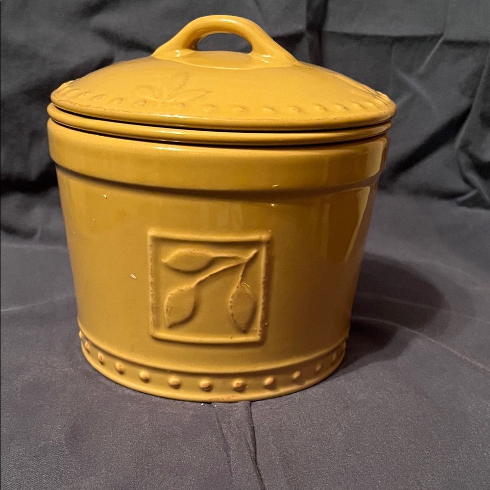Mustard Yellow Ceramic Storage Canister with Lid